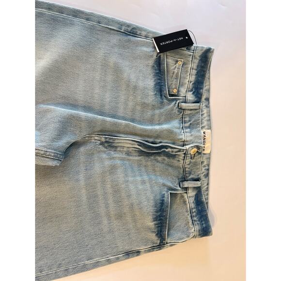 NWT Wandler High Rise Straight Leg Folded Denim Jeans Womens Size 32 Blue Green - Picture 9 of 16